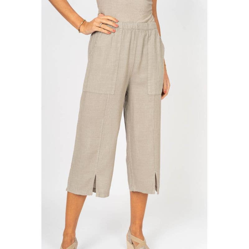 3/4 Linen Pant with slit on front italian