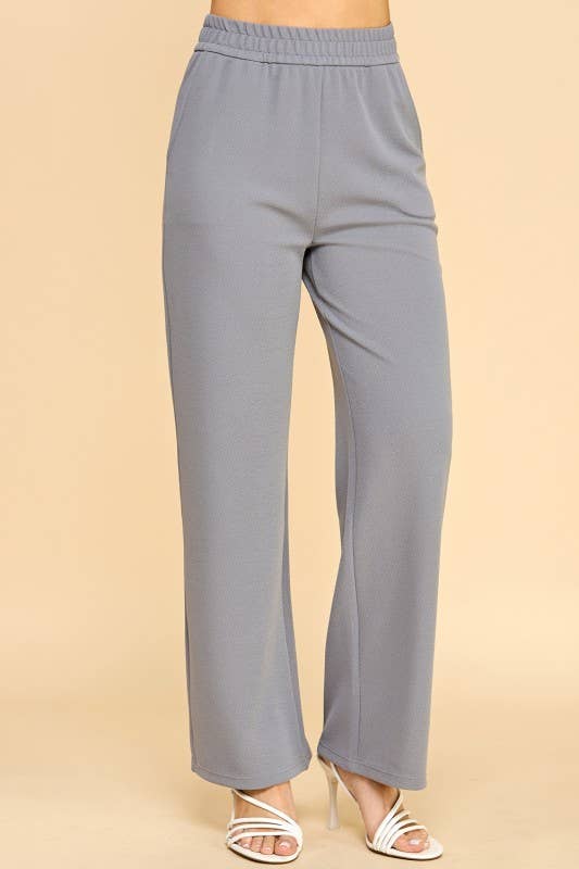Plus Size Textured Straight Pants – High Waist Struc