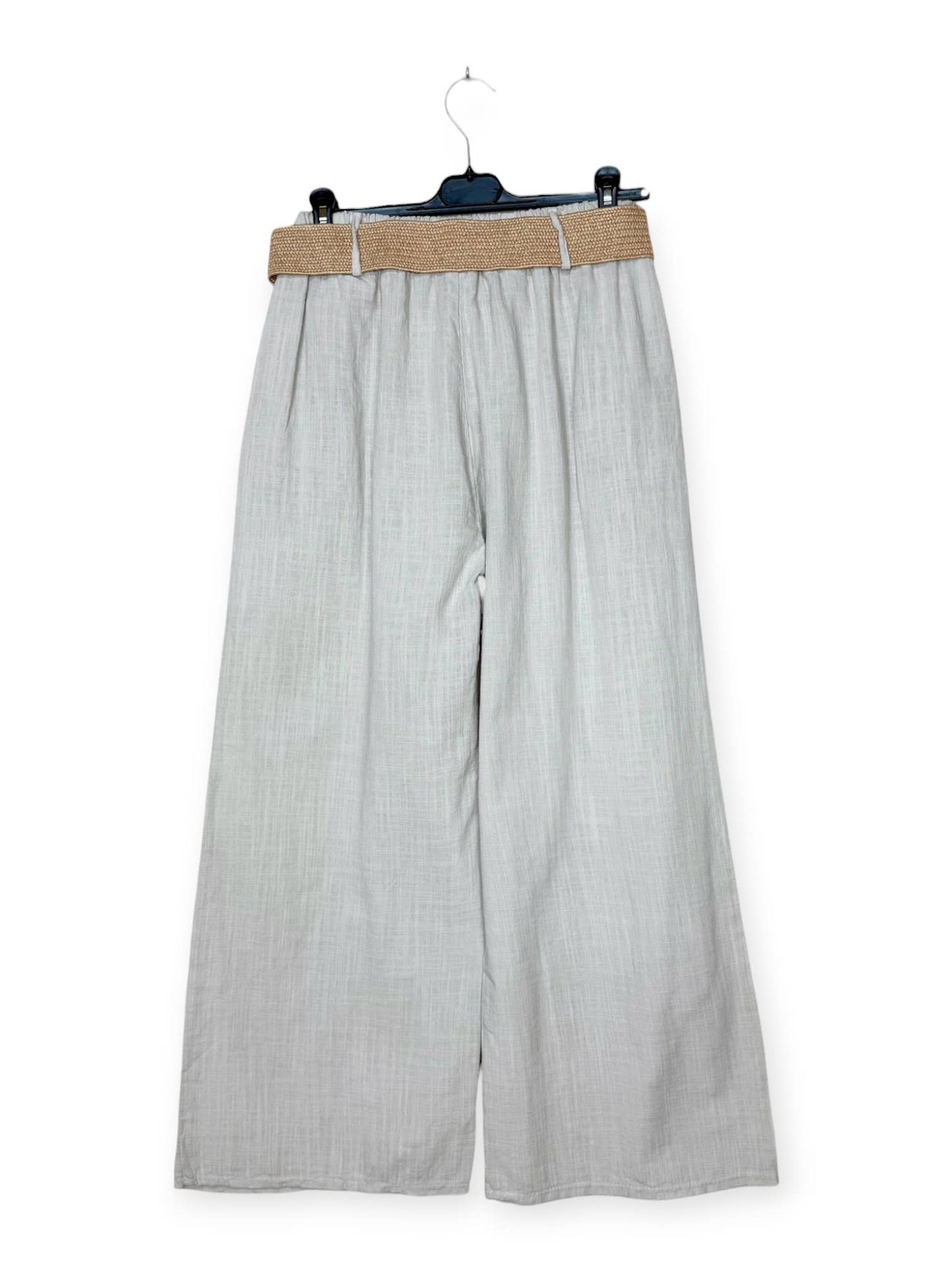 Cotton/Linen Wide-Leg Pants: