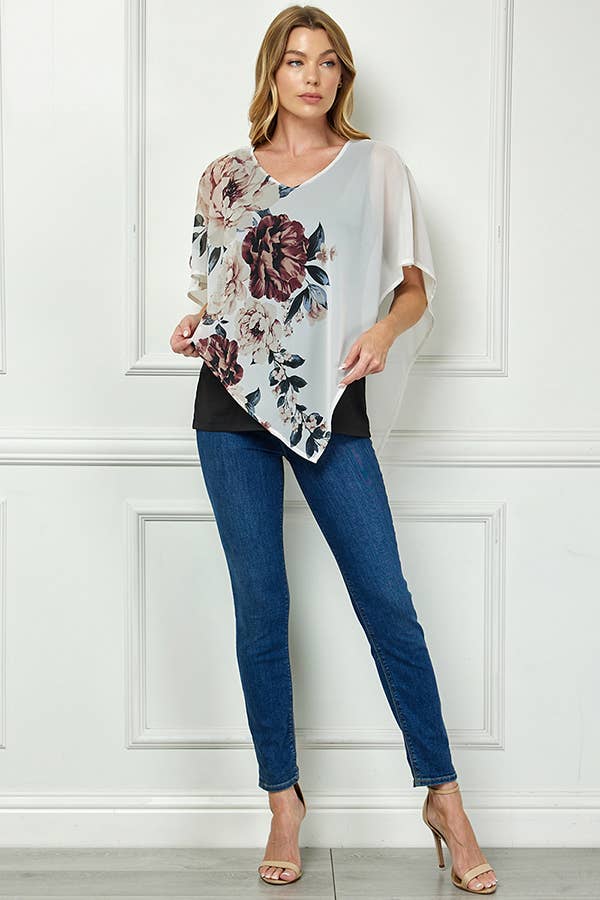 BLOOMING ELEGANCE PONCHO BLOUSE
