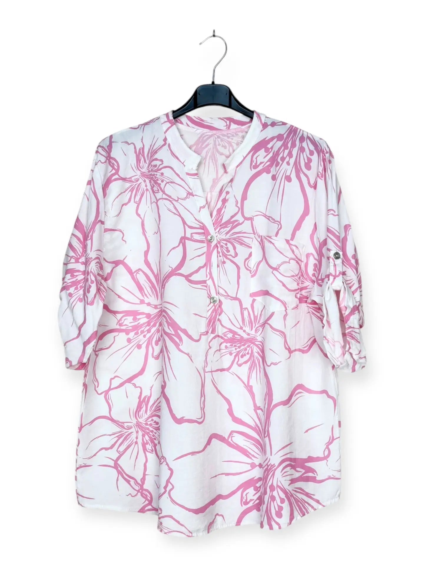 Floral Print Blouse with Three-Quarter Sleeves Italian