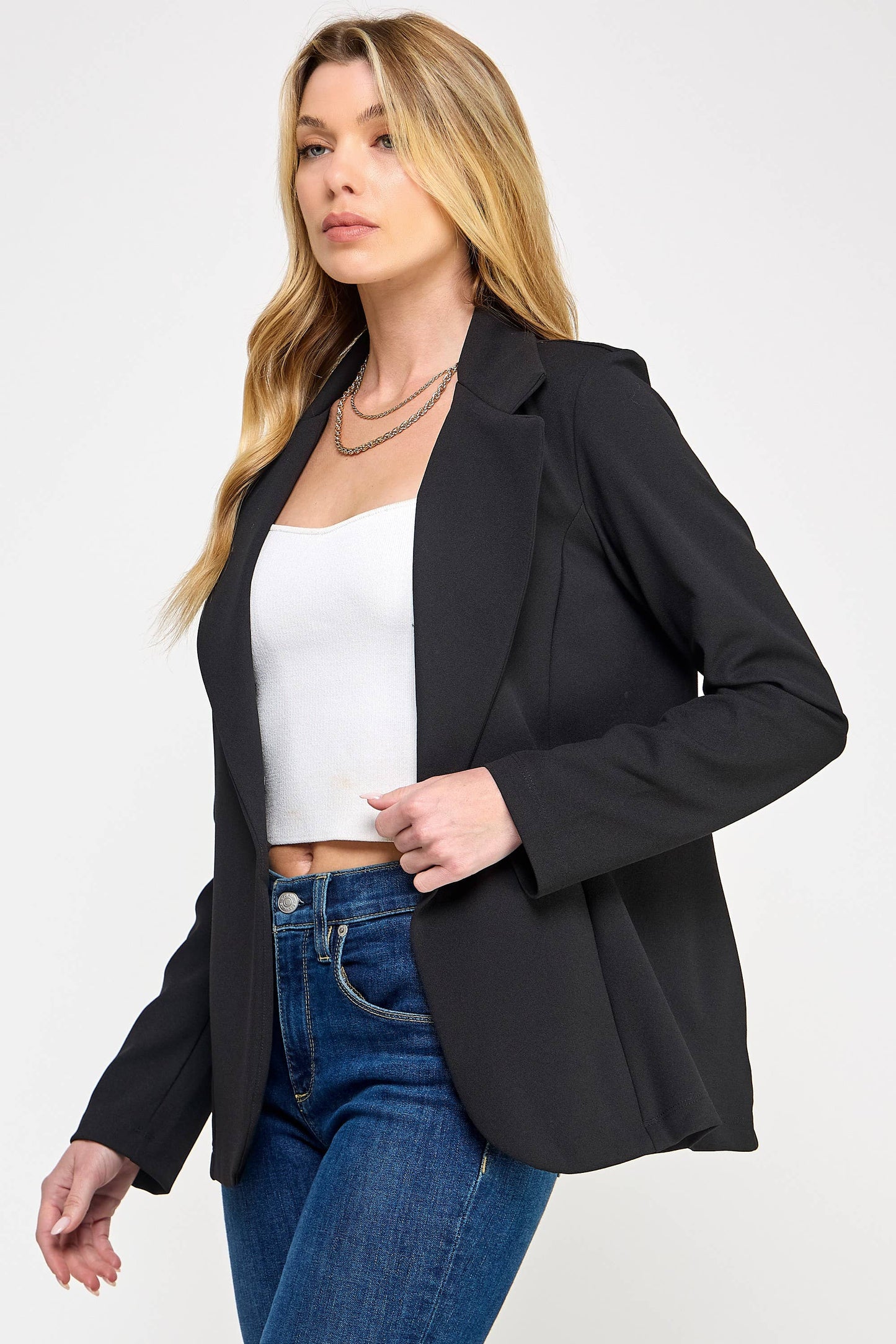 SCUBA CREPE KNIT BLAZER NO POCKET