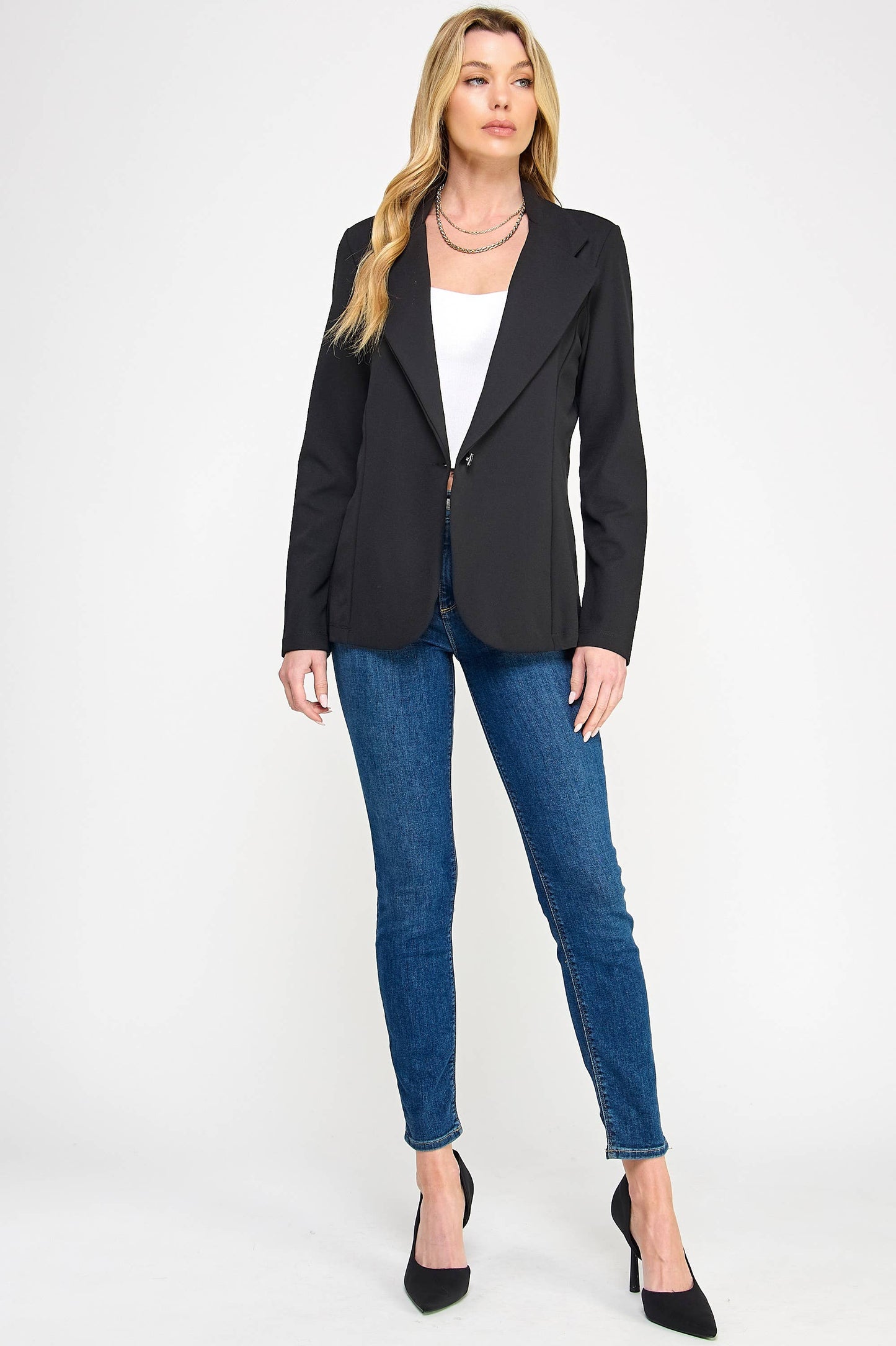 SCUBA CREPE KNIT BLAZER NO POCKET