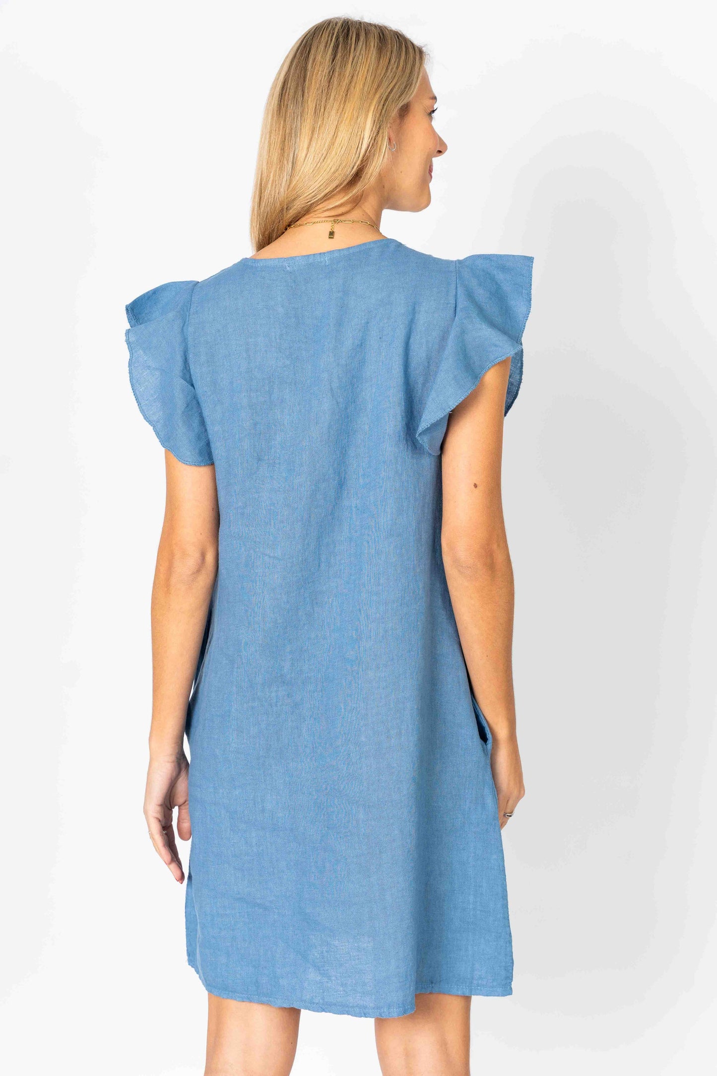 Solid linen dress with pockets
