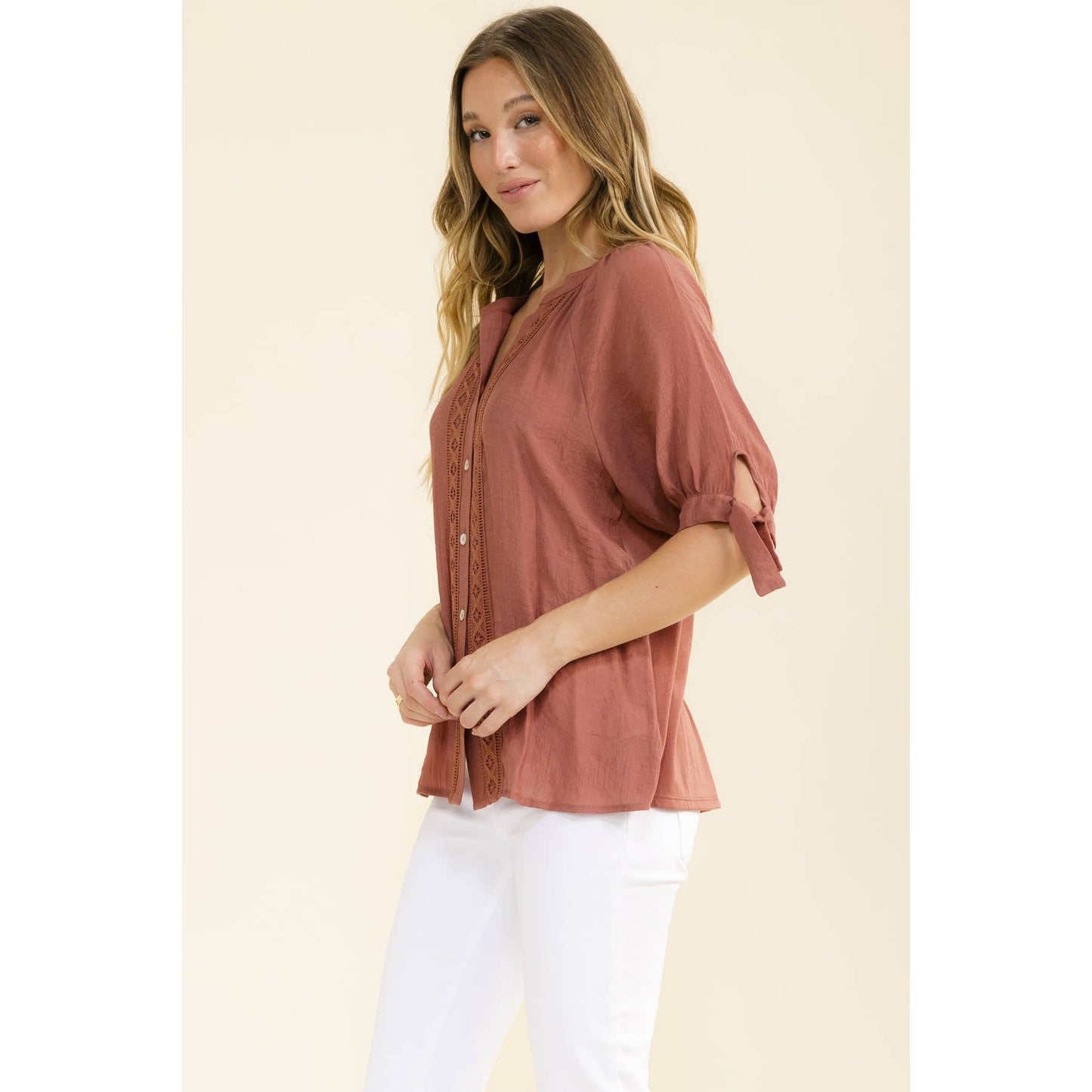 CROCHET BUTTON DOWN SHIRT