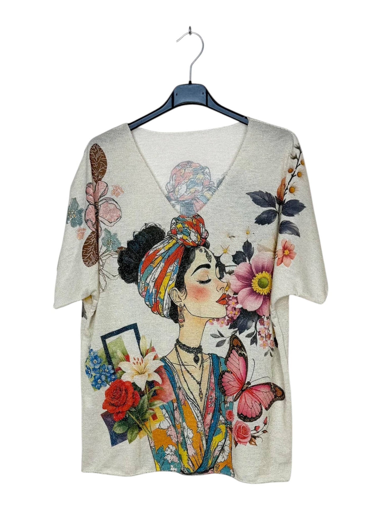 Italian women face 2- Gold patterned T-shirt