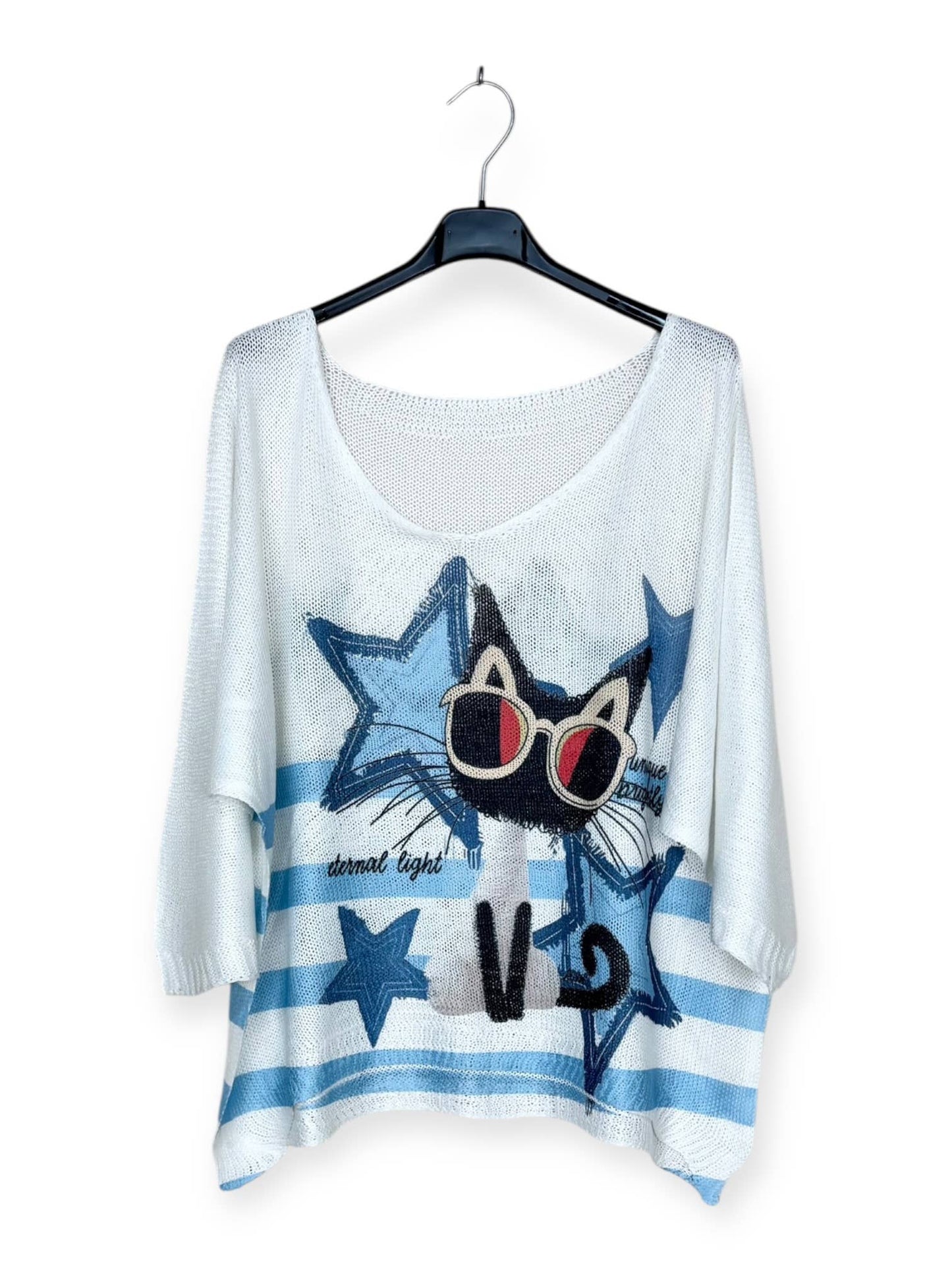 Cat star- Printed knit sweater