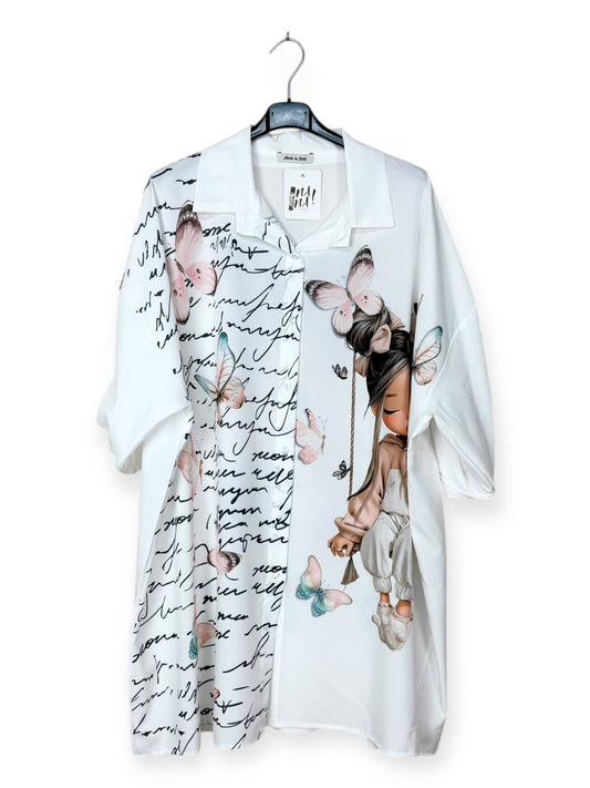 Girl and butterflies - Patterned Shirt