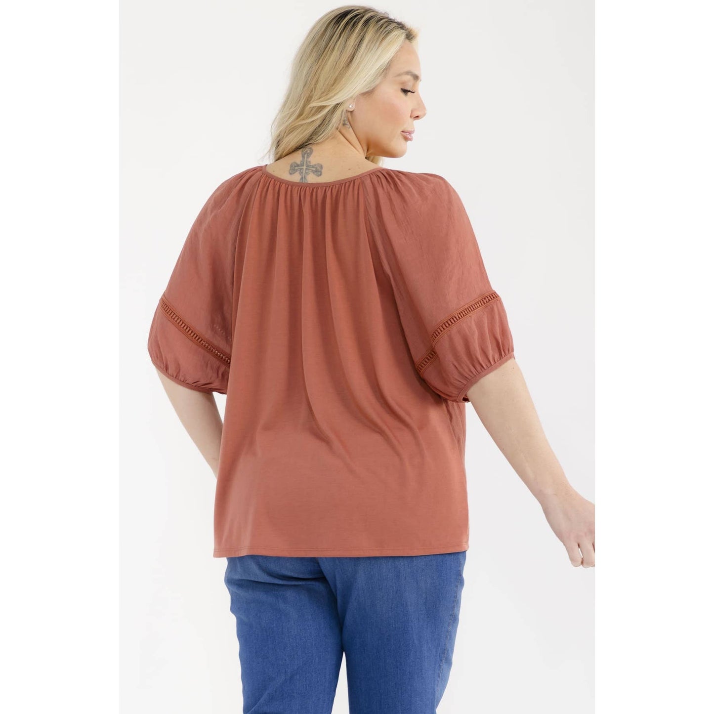 PLUS CROCHET TRIM TIE PEASANT