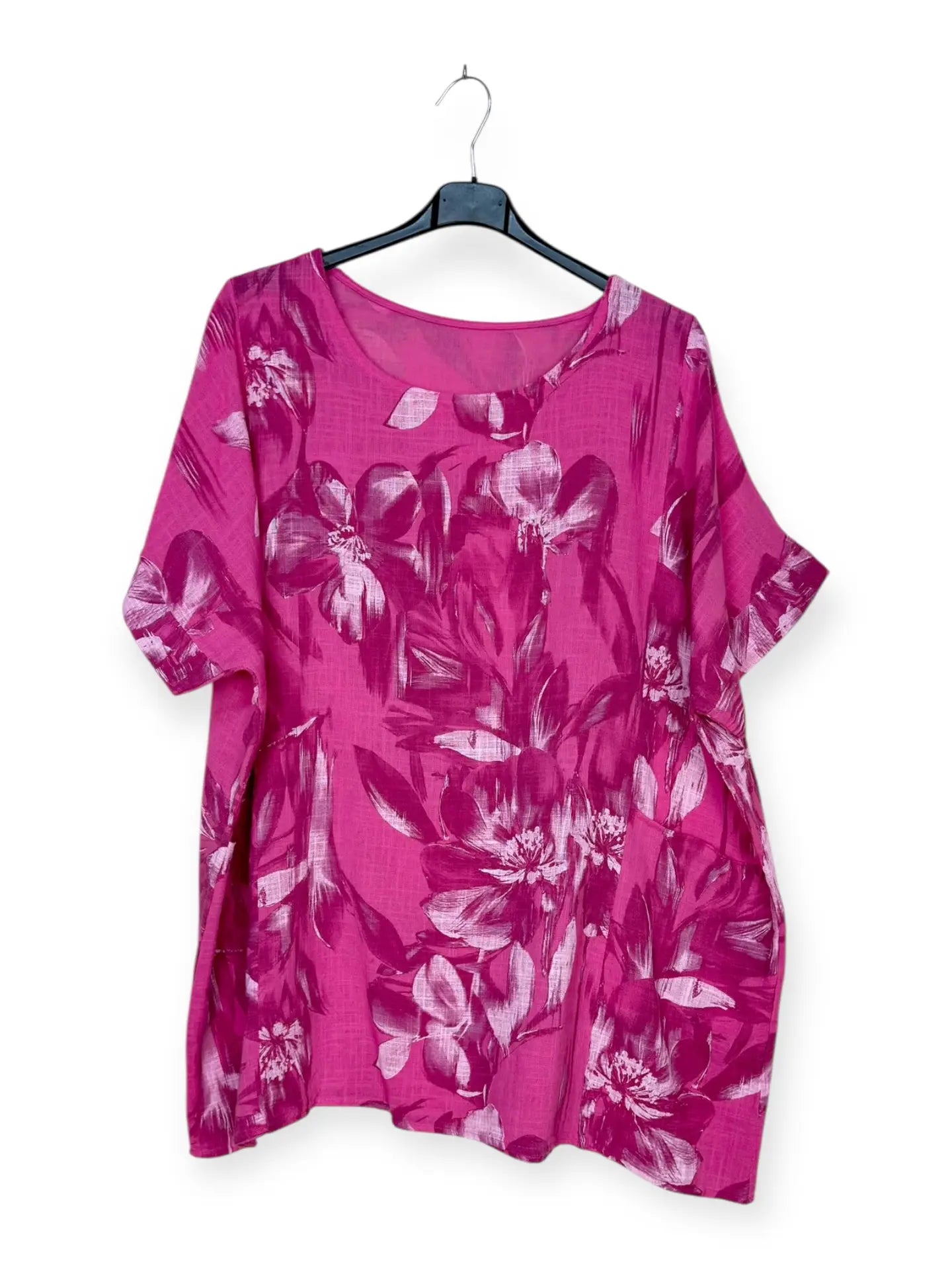Cotton Blouse with Floral Pattern, Two Pockets Italian