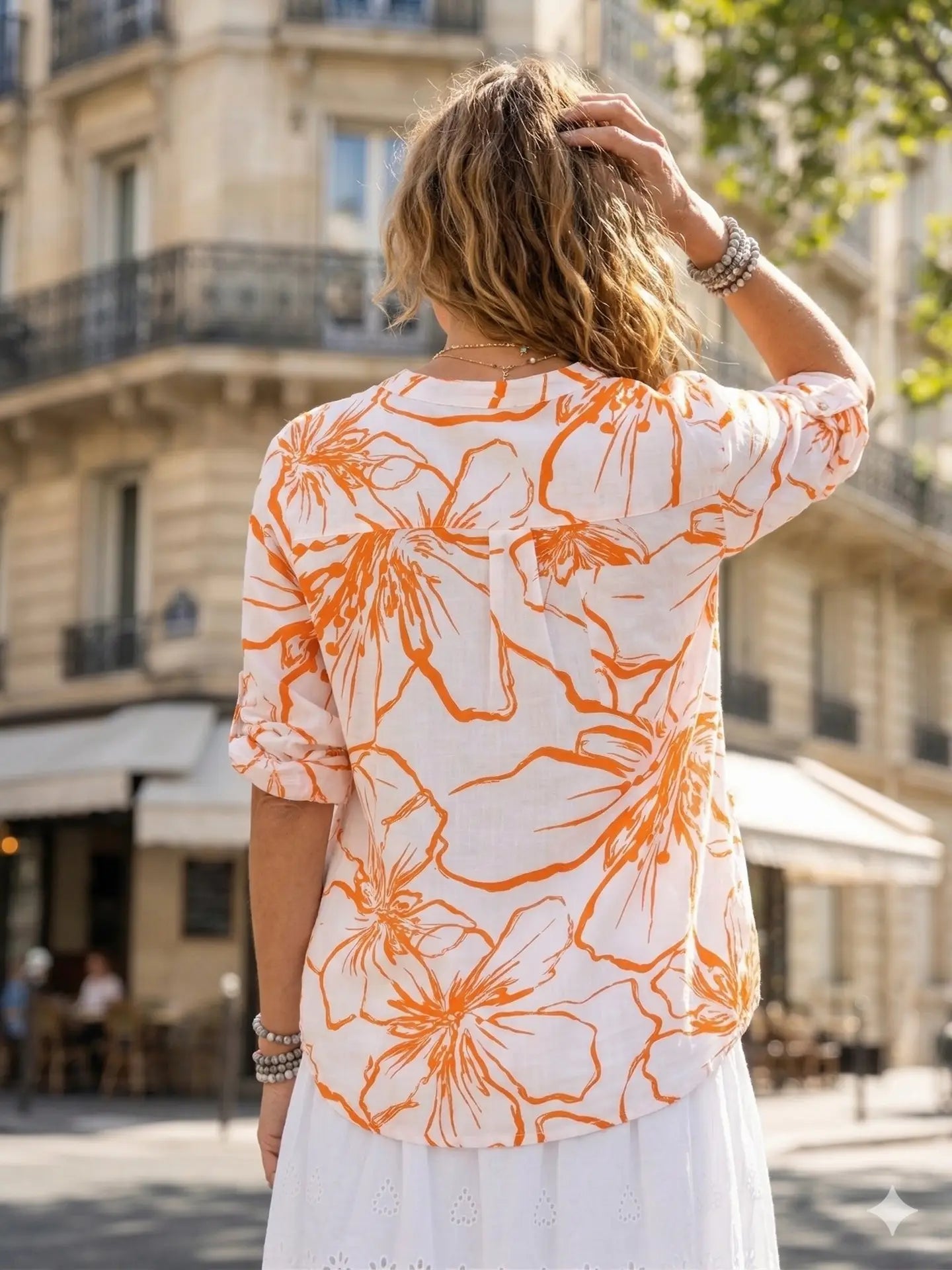 Floral Print Blouse with Three-Quarter Sleeves Italian