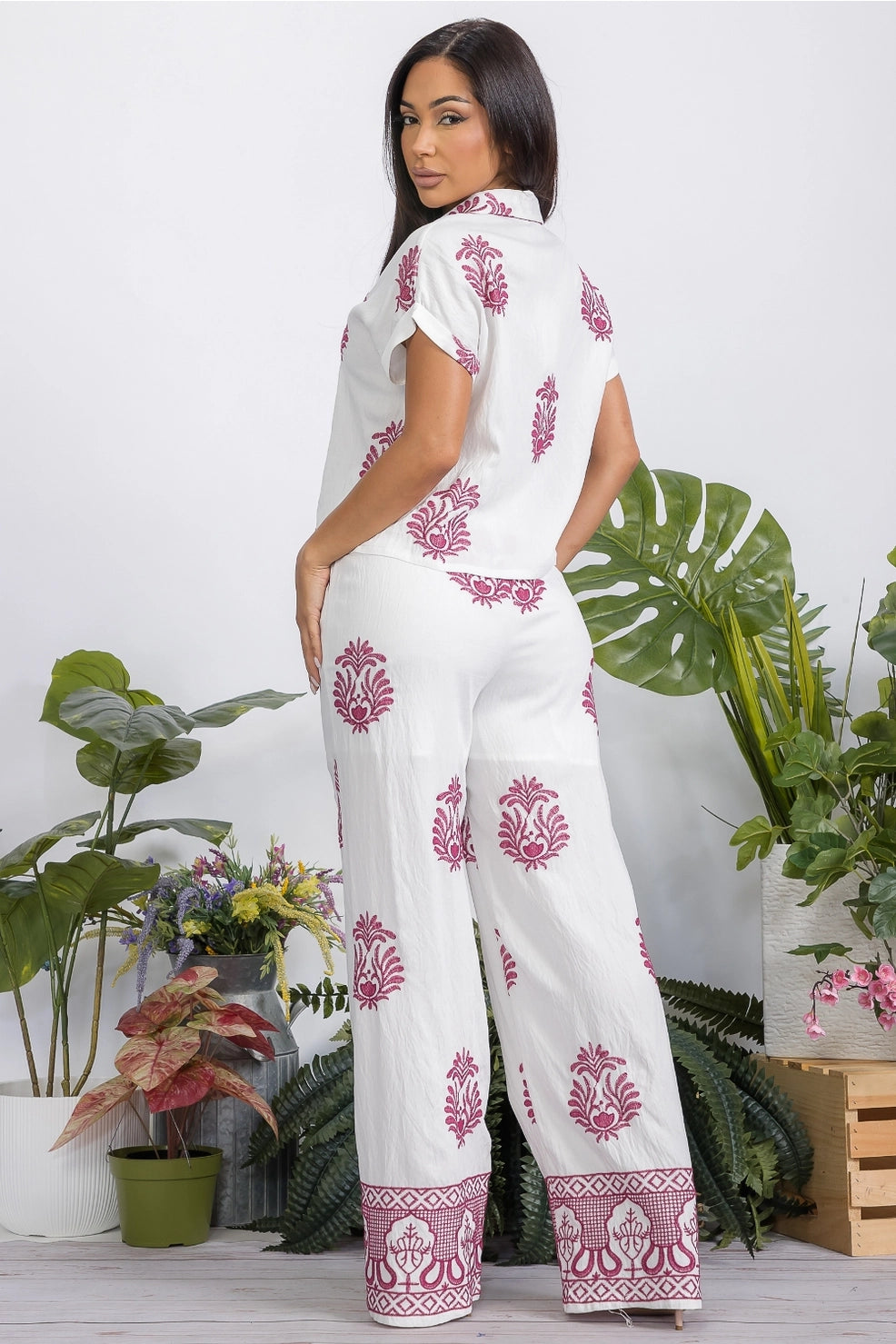 Women's Linen Top and Pants Set