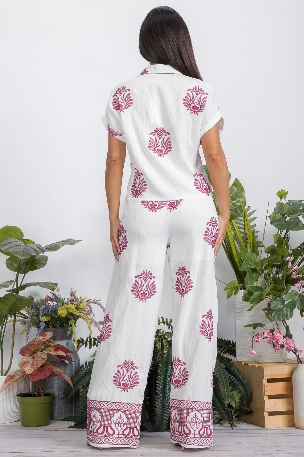 Women's Linen Top and Pants Set