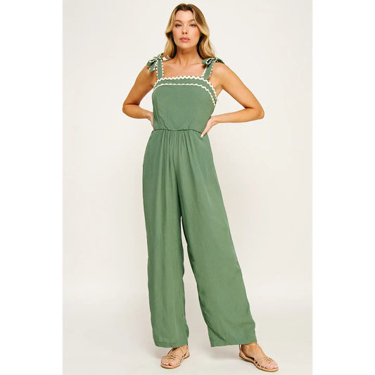 Bohemian Dream Square Neck Bow Jumpsuit