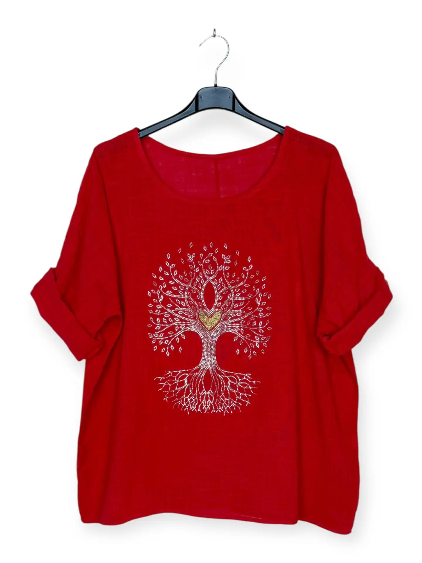 Cotton Top with Tree of Life Rhinestones Italian
