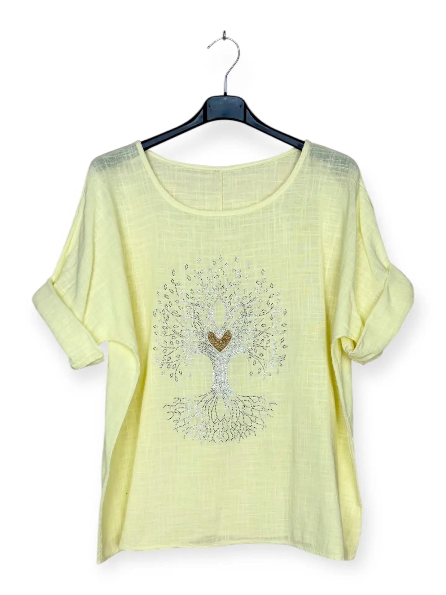Cotton Top with Tree of Life Rhinestones Italian