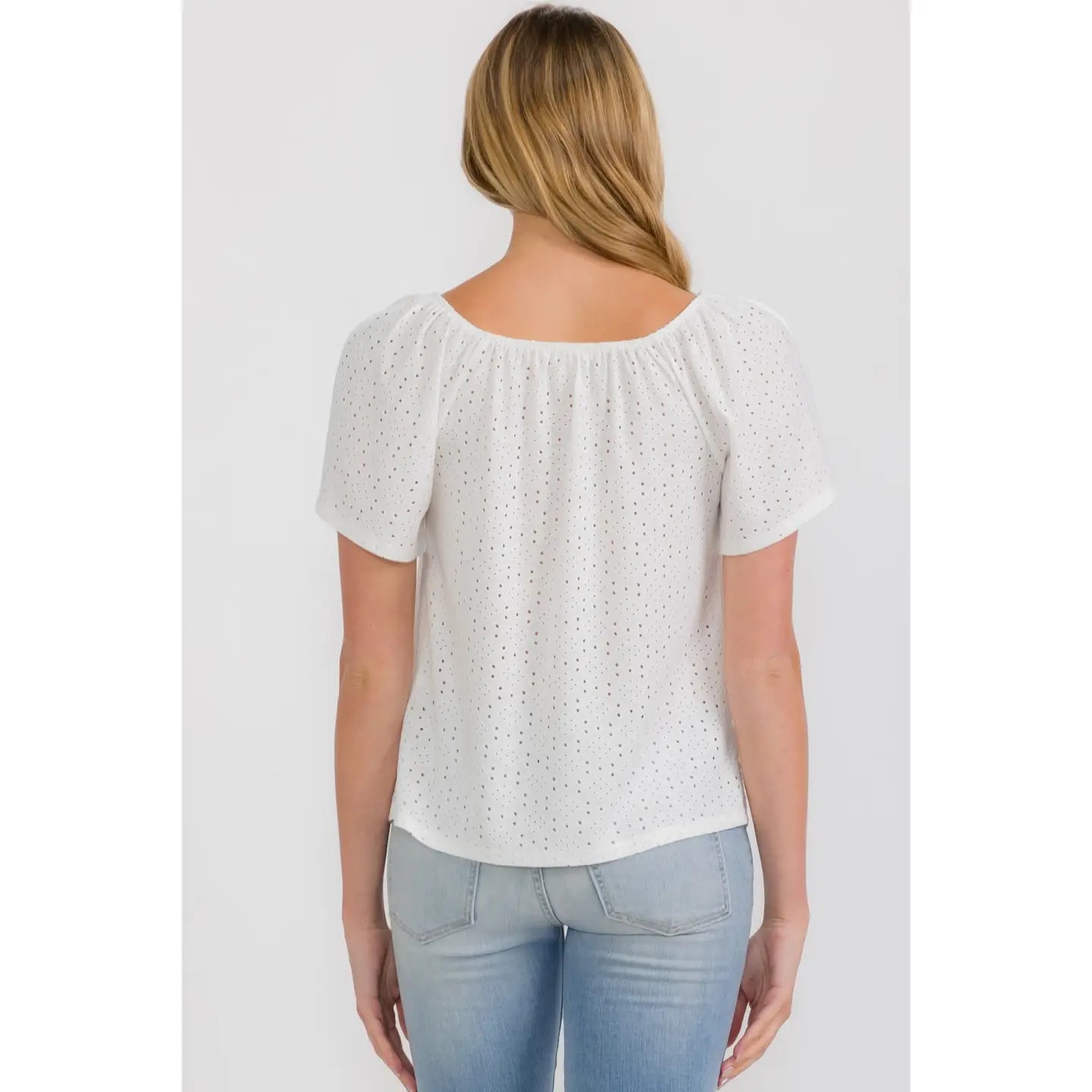 Eyelet Cold Shoulder Top