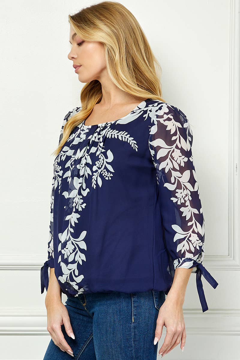 PLACEMENT PRINT CHIFFON BLOUSE