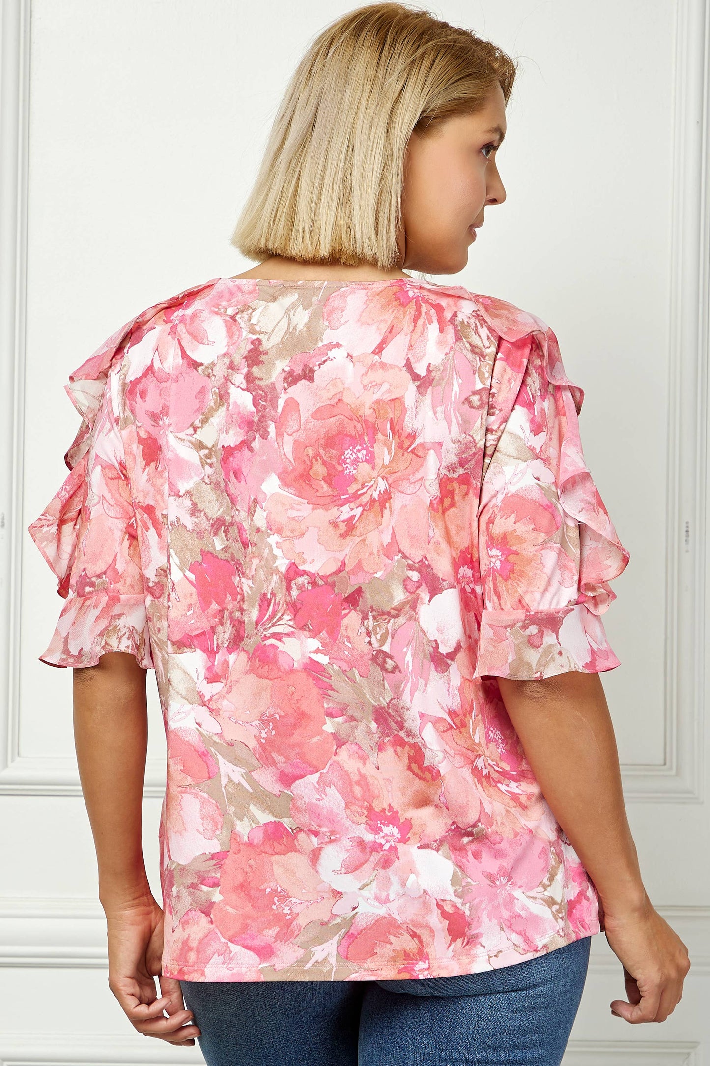 PLUS SIZE ROSE BLOSSOM RUFFLE BLOUSE