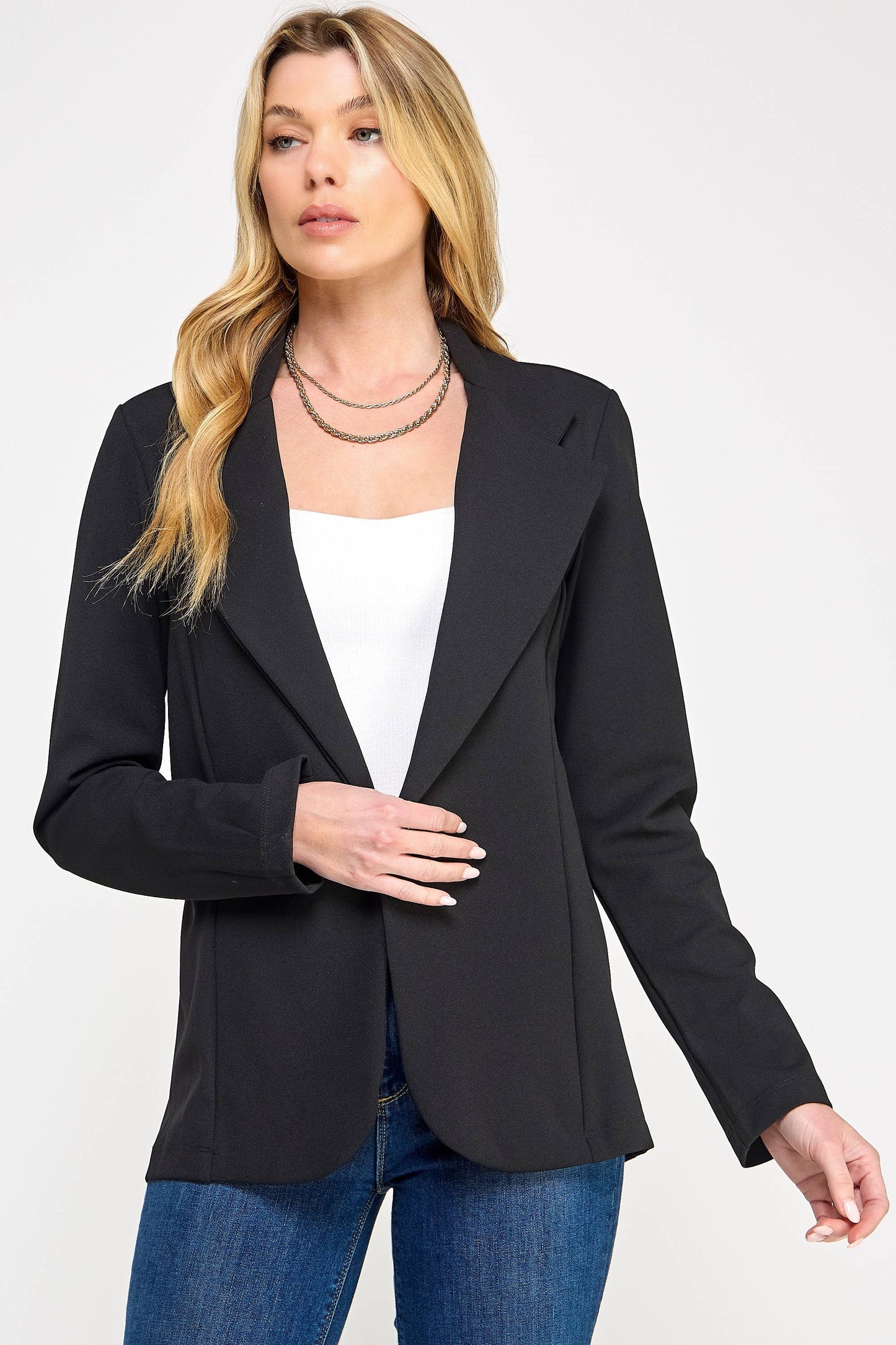 SCUBA CREPE KNIT BLAZER NO POCKET