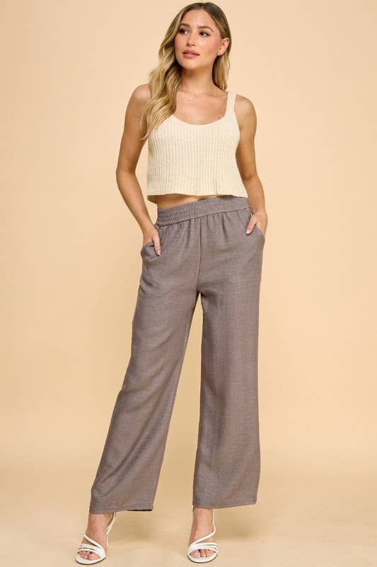 LINEN INSPIRED STRAIGHT LEG PANTS