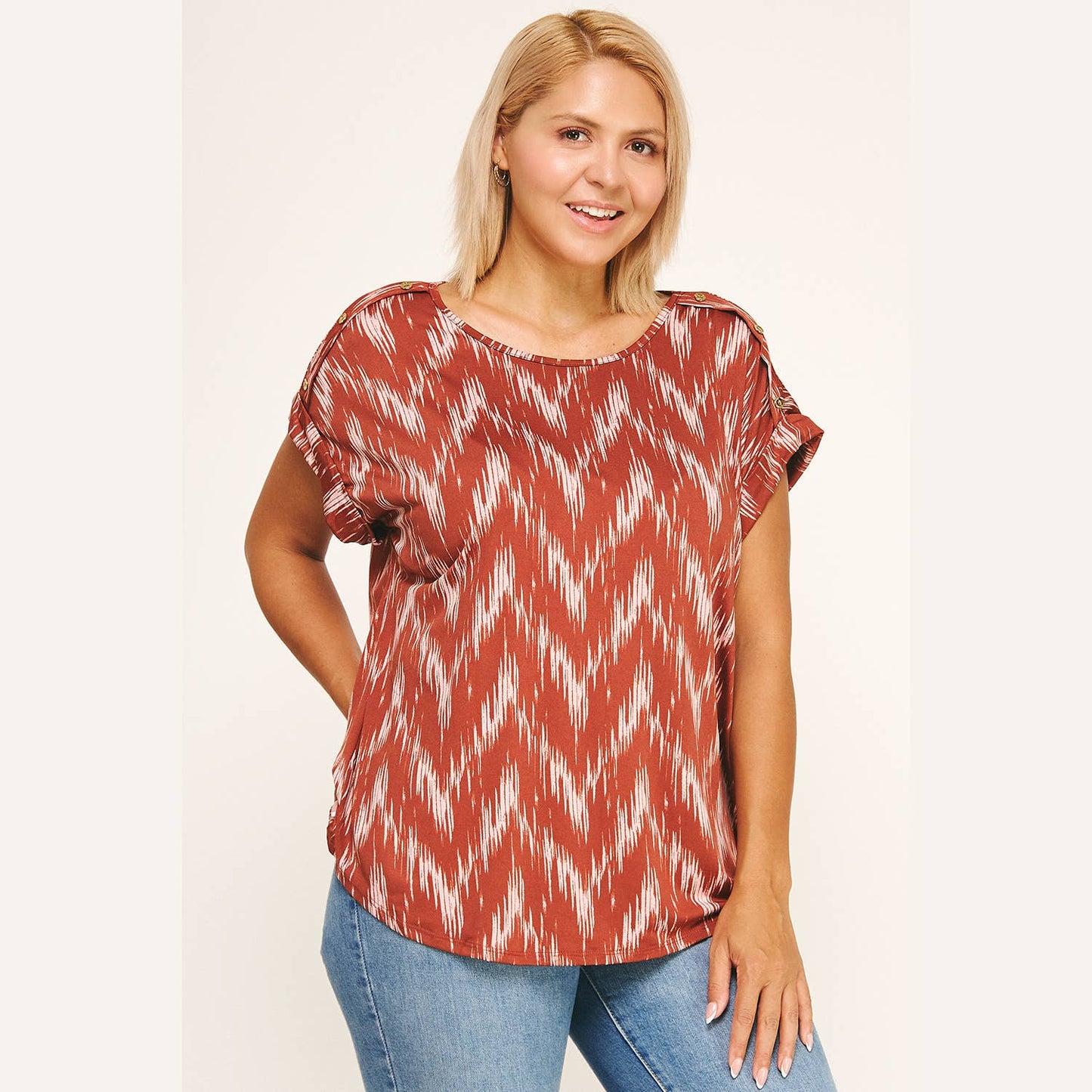 PLUS SIZE SHORT SLEEVE DOLMAN TOP