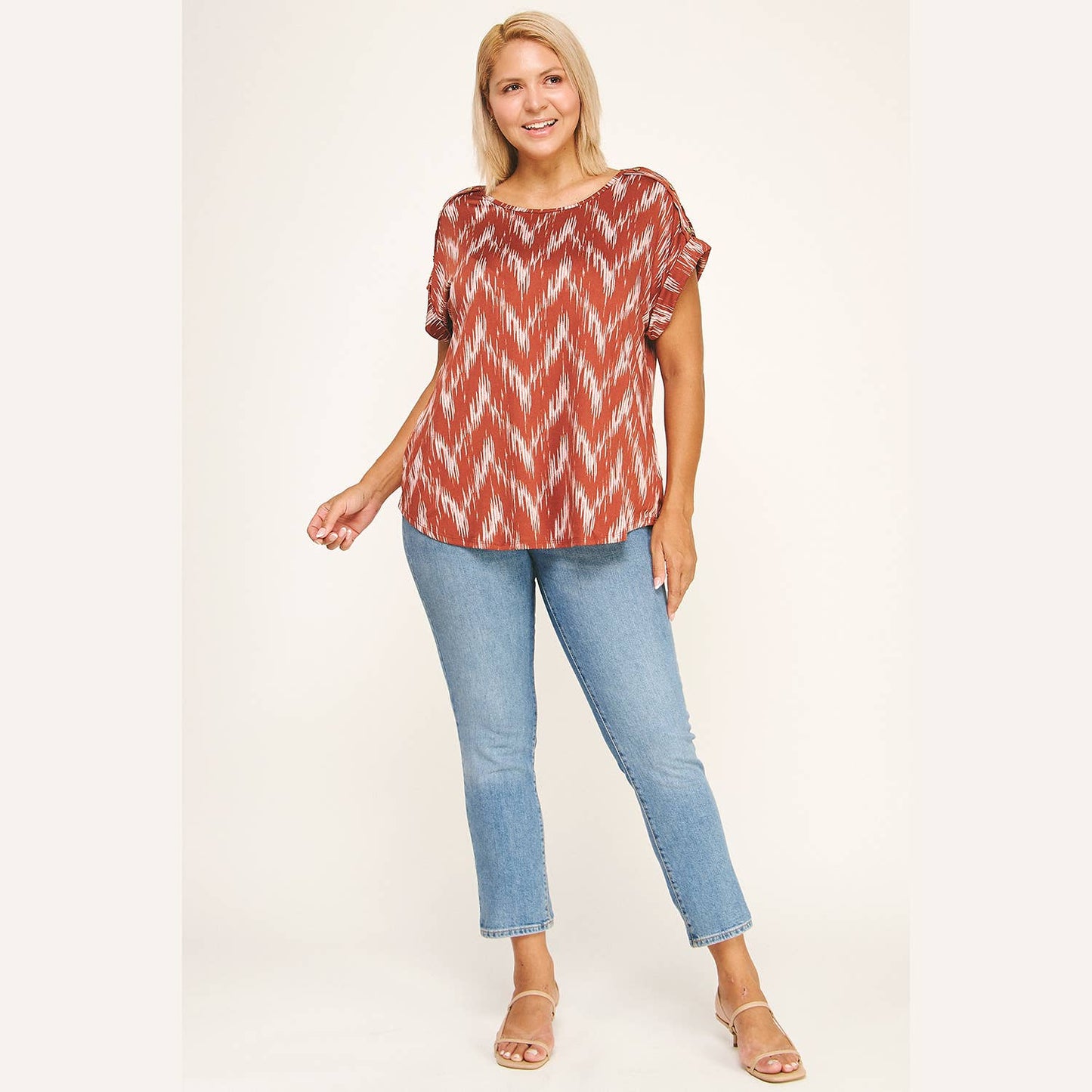 PLUS SIZE SHORT SLEEVE DOLMAN TOP