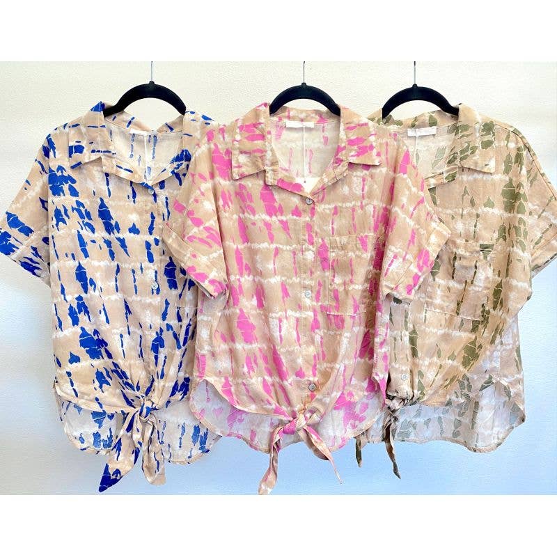 Tie-Front Printed Shirt