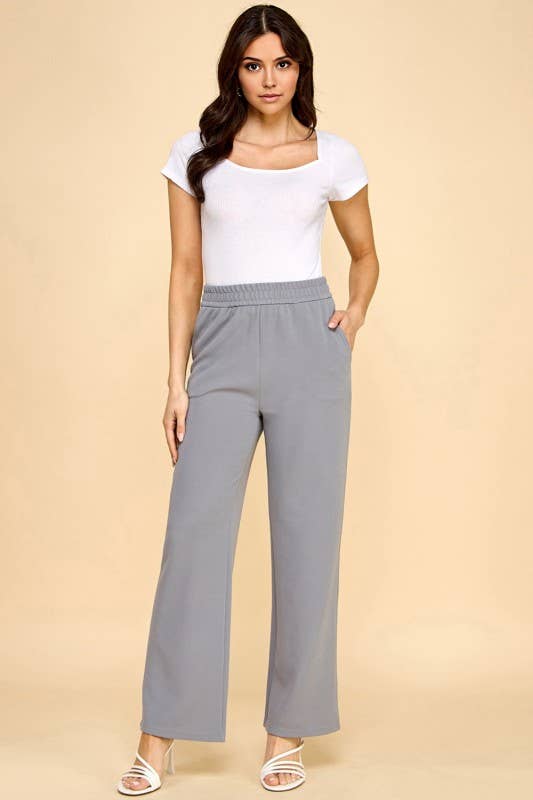 Plus Size Textured Straight Pants – High Waist Struc