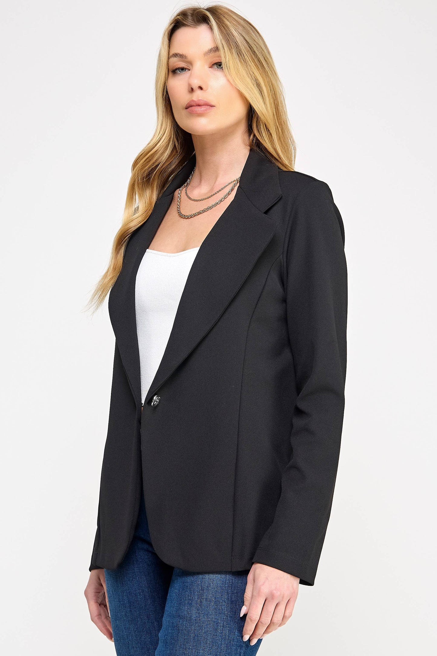 SCUBA CREPE KNIT BLAZER NO POCKET