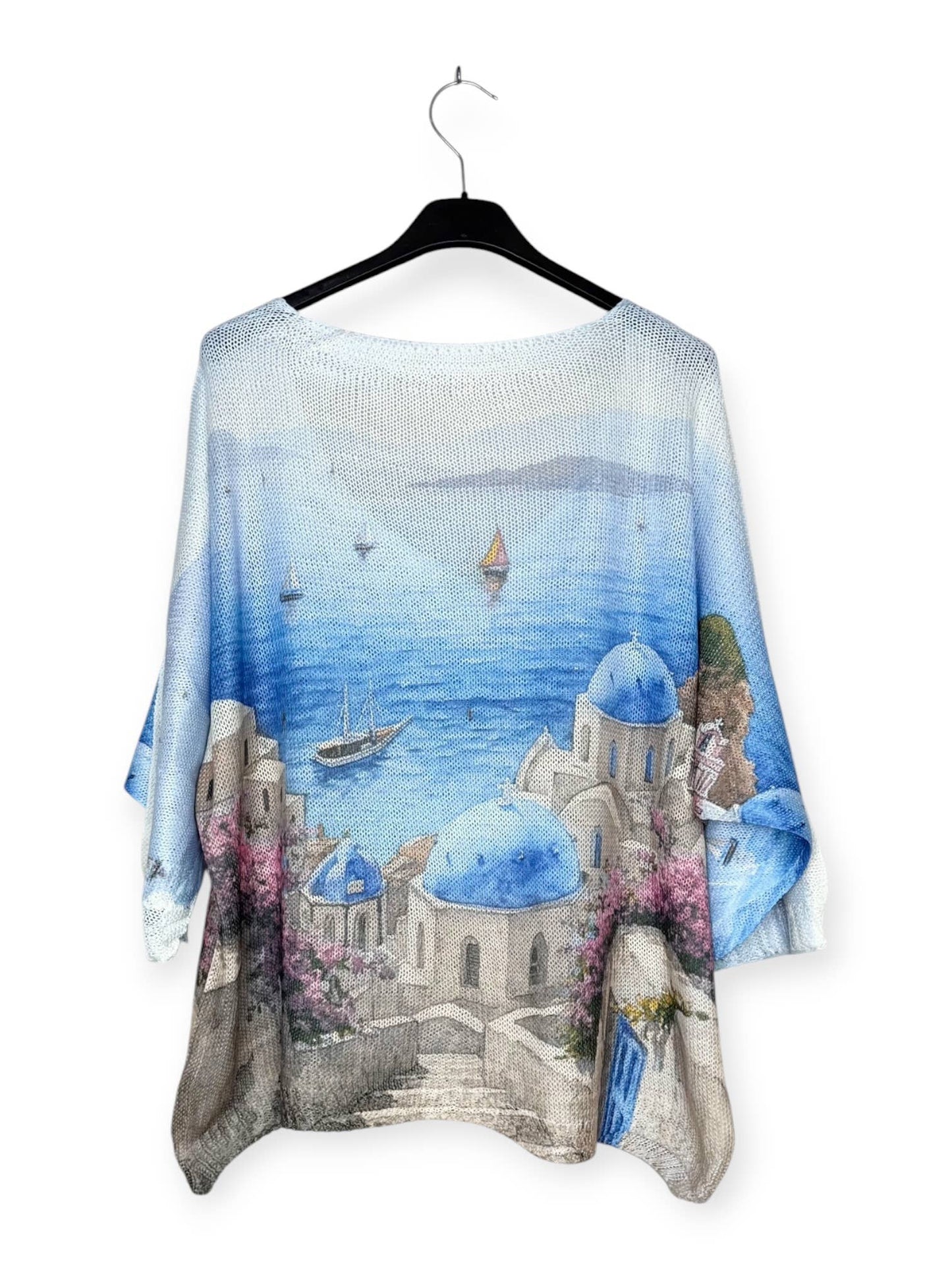 City - Printed knit sweater with V-neck Italian