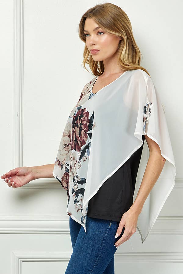BLOOMING ELEGANCE PONCHO BLOUSE