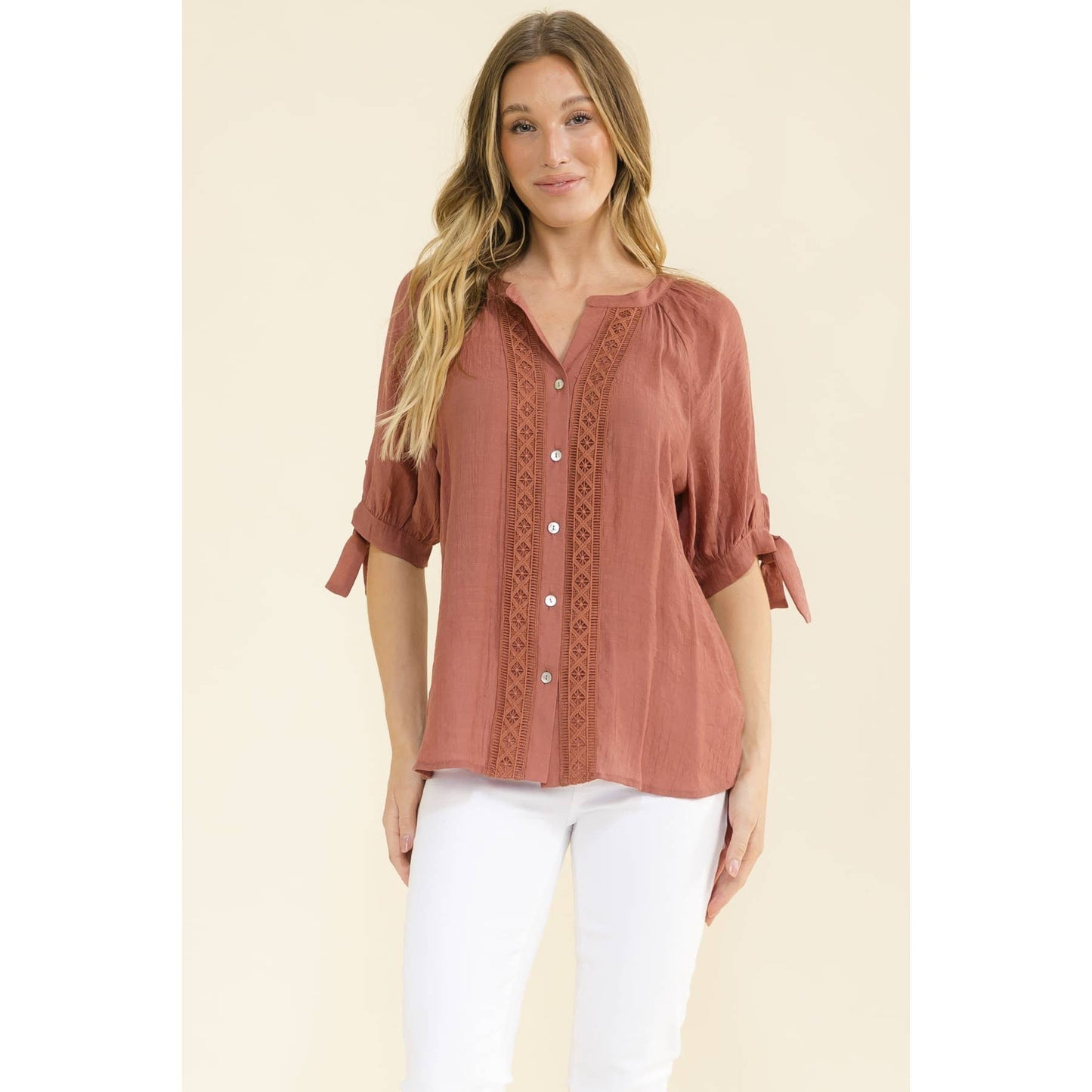 CROCHET BUTTON DOWN SHIRT