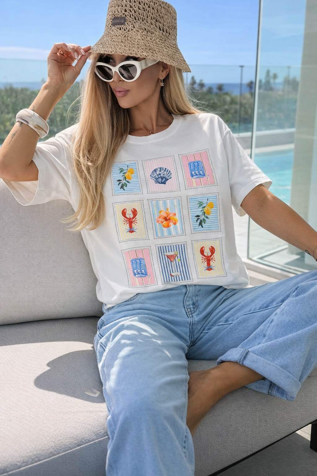 Italian Trendy Printed Cotton T-Shirt, Premium Quality sea 2
