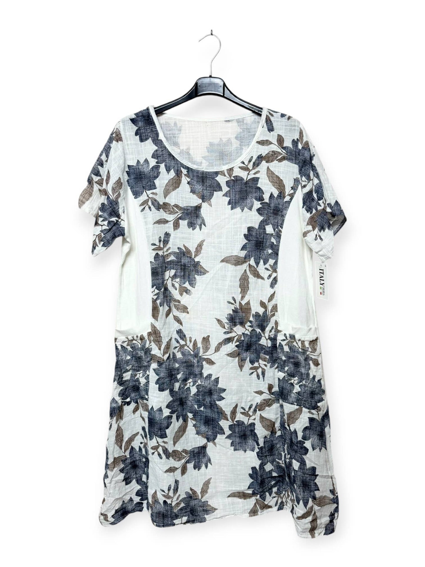 CX 9063 - Short-sleeved dress with floral print and pockets: Rose