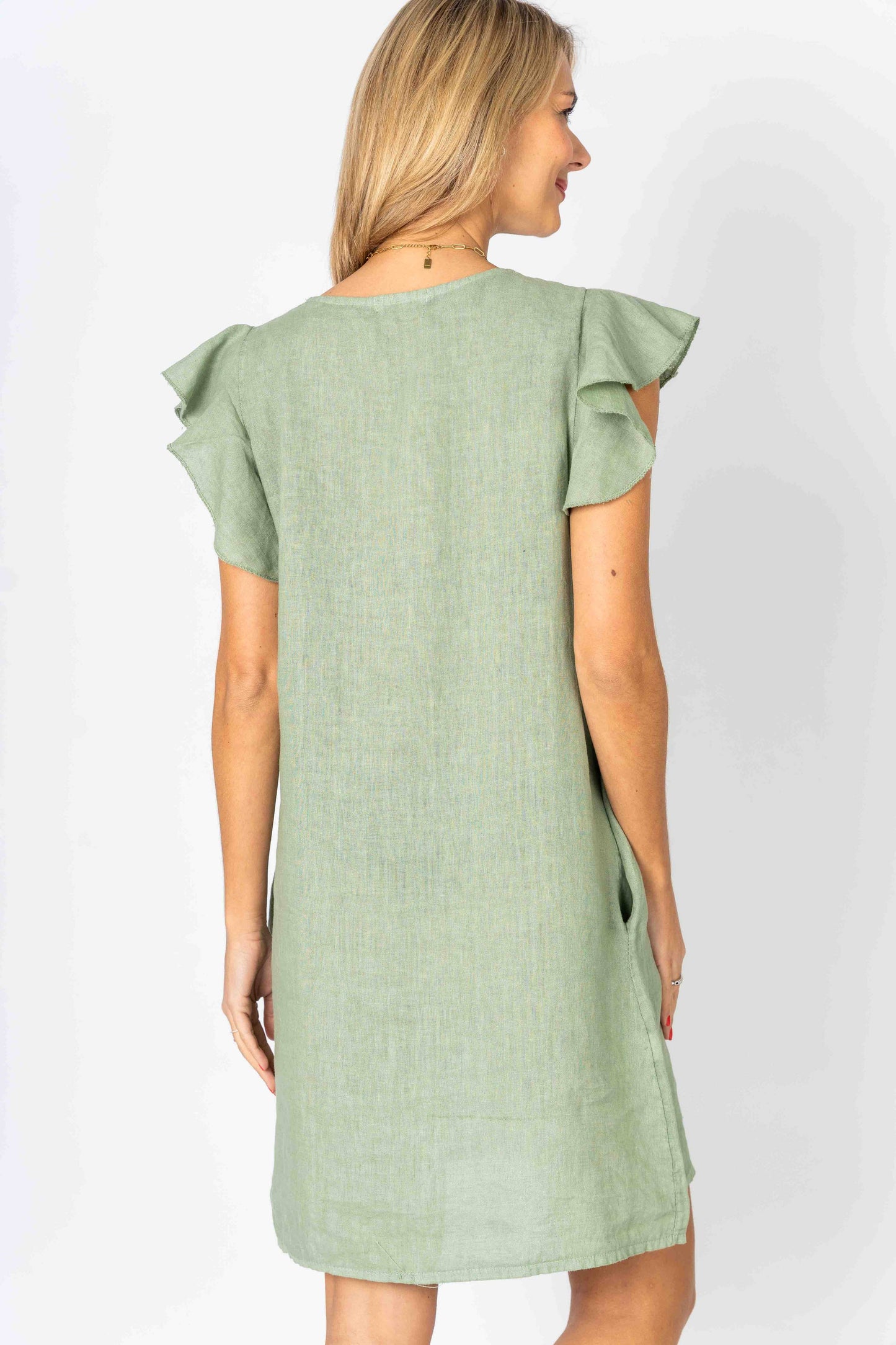 Solid linen dress with pockets