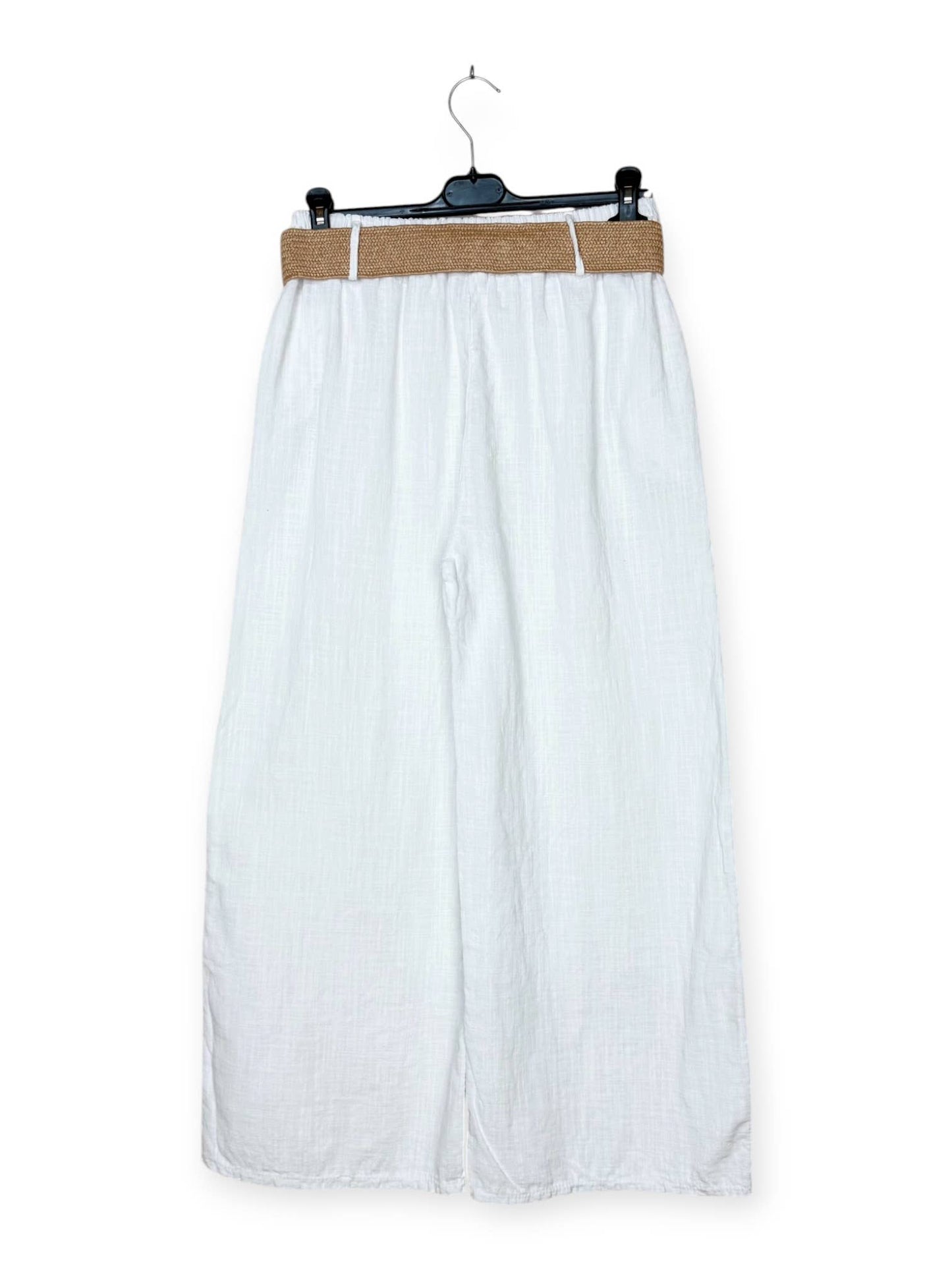 Cotton/Linen Wide-Leg Pants: