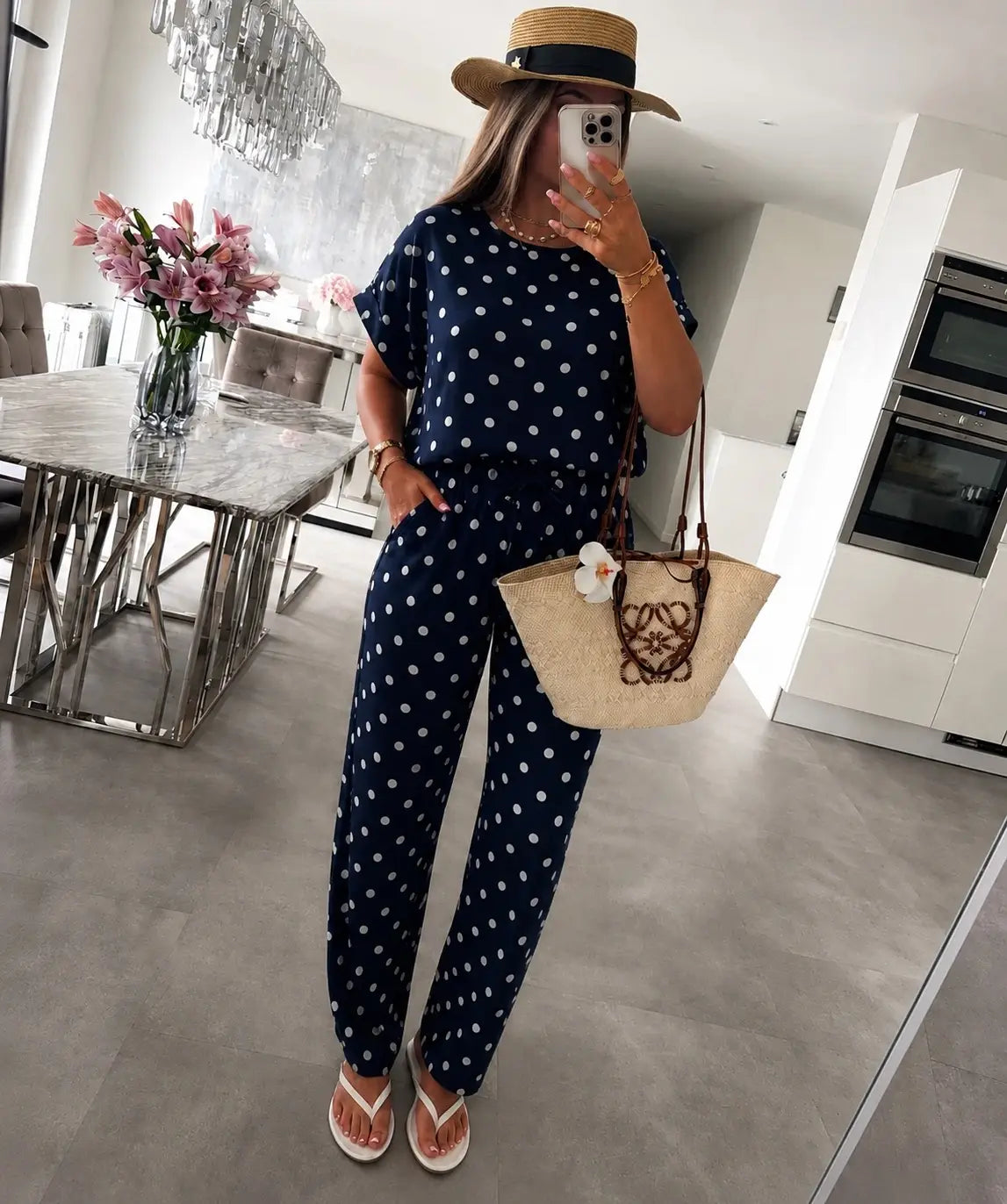 Oversized Polka-Dot Set – Loose Top & Flowing Pants