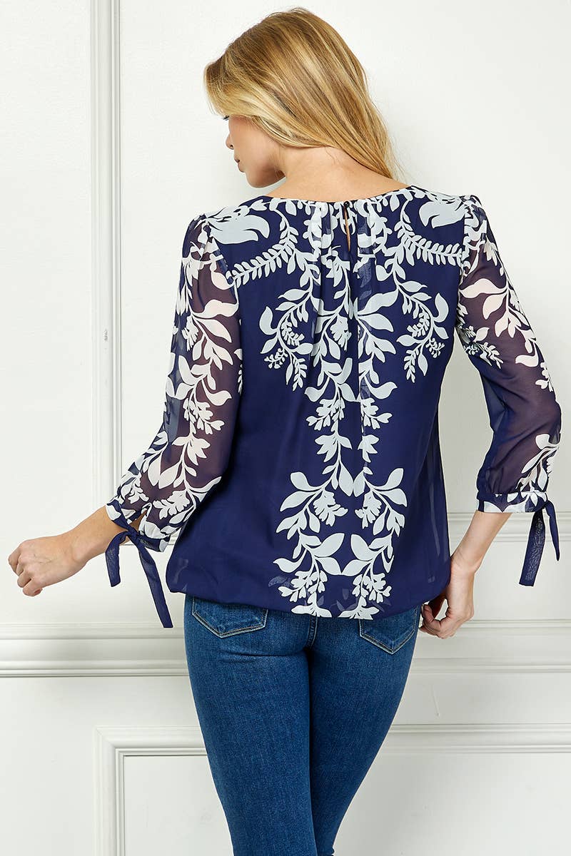 PLACEMENT PRINT CHIFFON BLOUSE