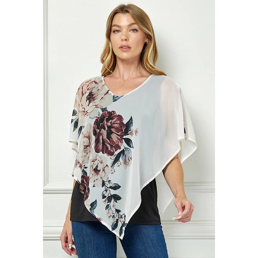 BLOOMING ELEGANCE PONCHO BLOUSE