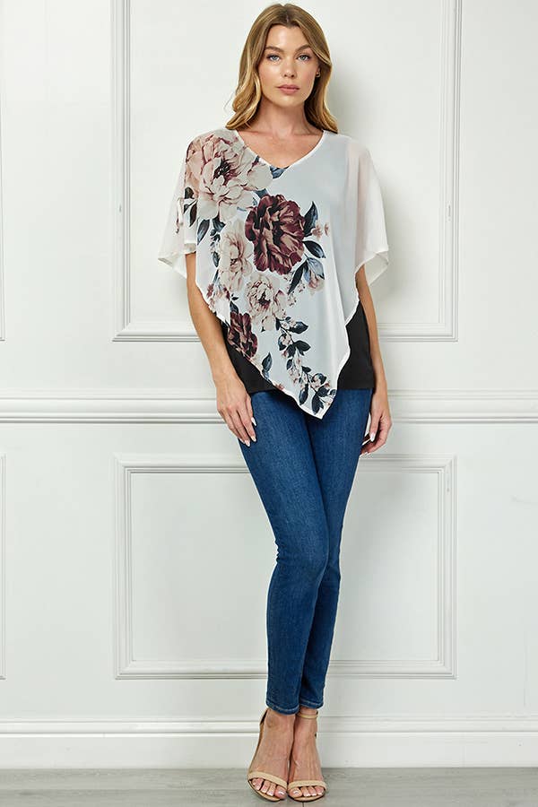 BLOOMING ELEGANCE PONCHO BLOUSE