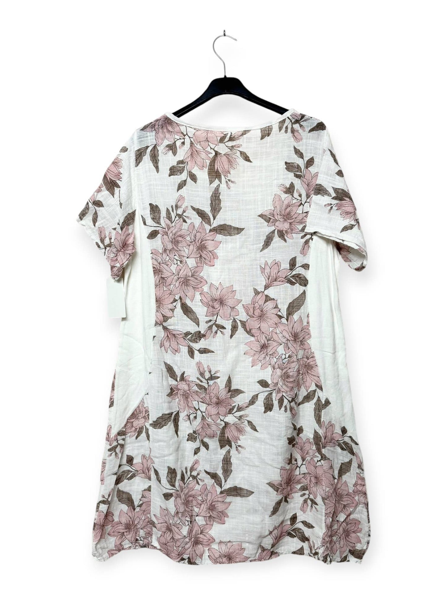 CX 9063 - Short-sleeved dress with floral print and pockets: Rose